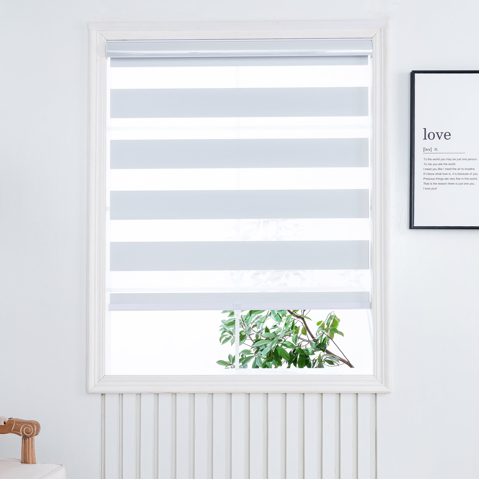 KALYSIE Zebra Roller Window Blinds, Custom Size and Color, Blackout Roller Blinds Dual Layer Roller Shade Blinds