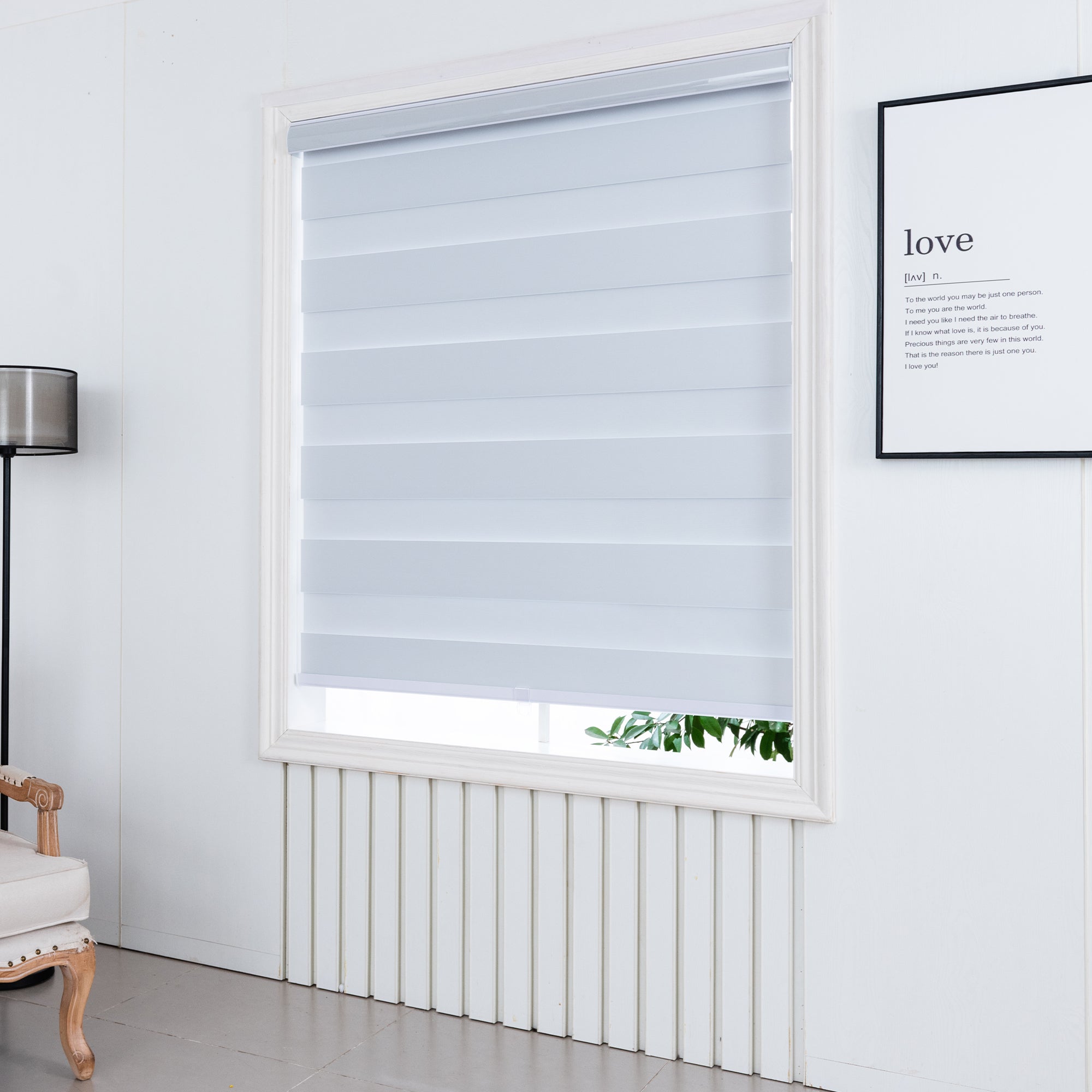 KALYSIE Zebra Roller Window Blinds, Custom Size and Color, Blackout Roller Blinds Dual Layer Roller Shade Blinds